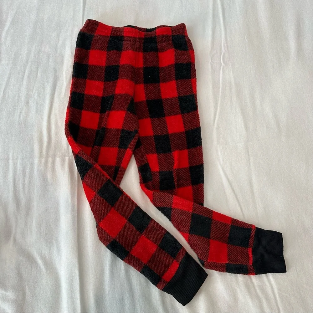 Pajamas Kids Size 8/10 Christmas Holiday Cozy Red Gingham Fairisle Warm Winter